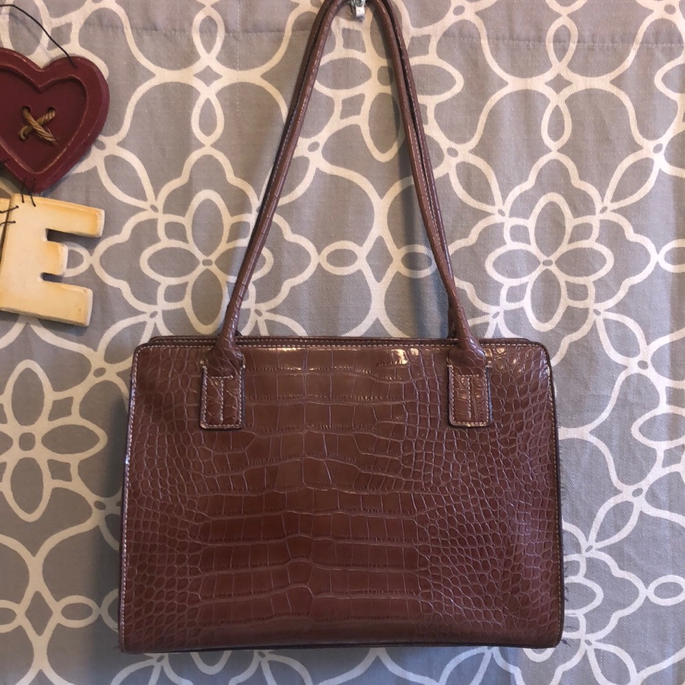 🖤TOMMY HILFIGER ALLIGATOR SHOULDER BAG #BROWN